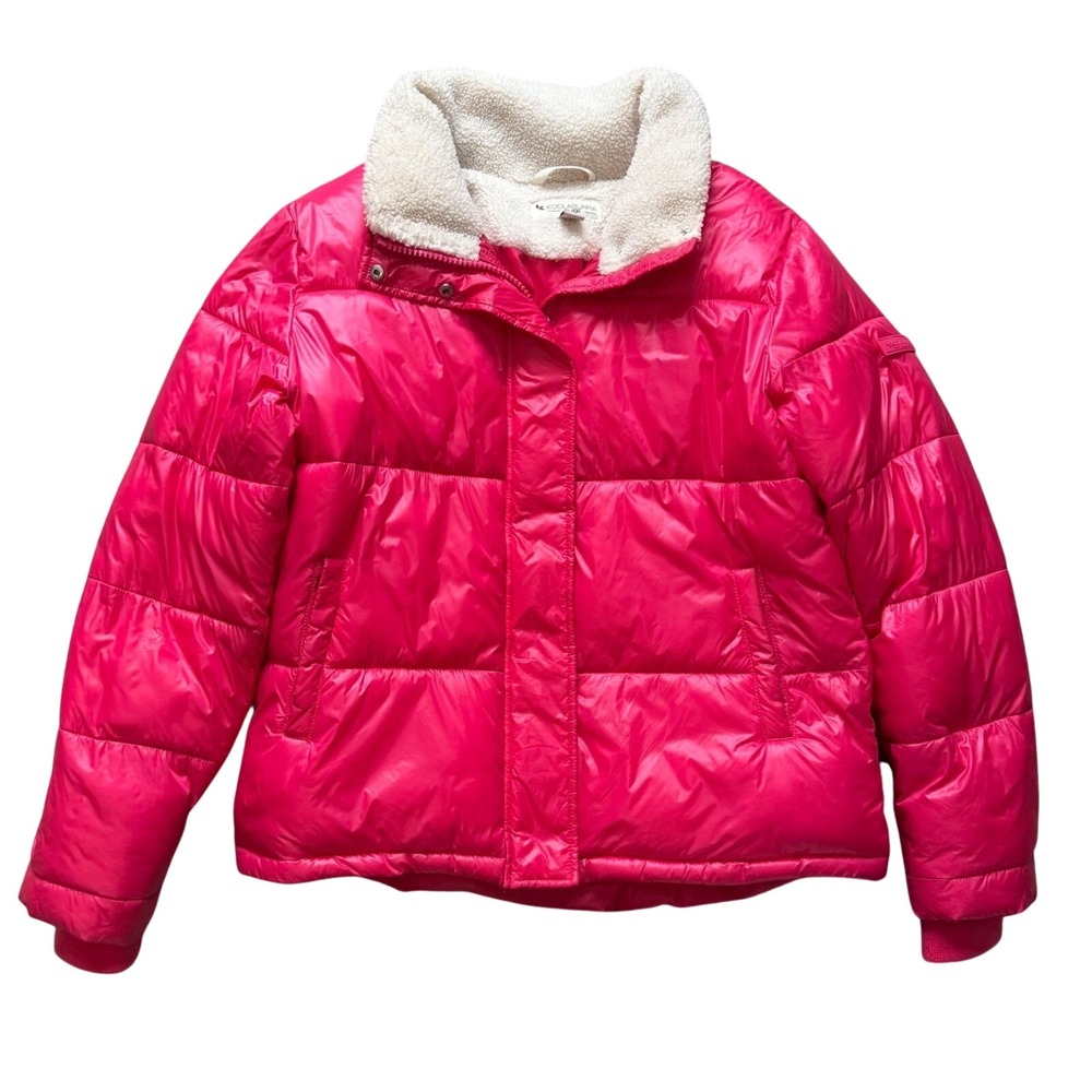Koolaburra by UGG Hot Pink Women's Medium Puffer‎ Jacket Sherpa Collar FLAW